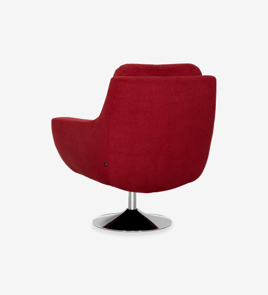 Fauteuil Paris rouge pivotant, vue arrière, base chromée