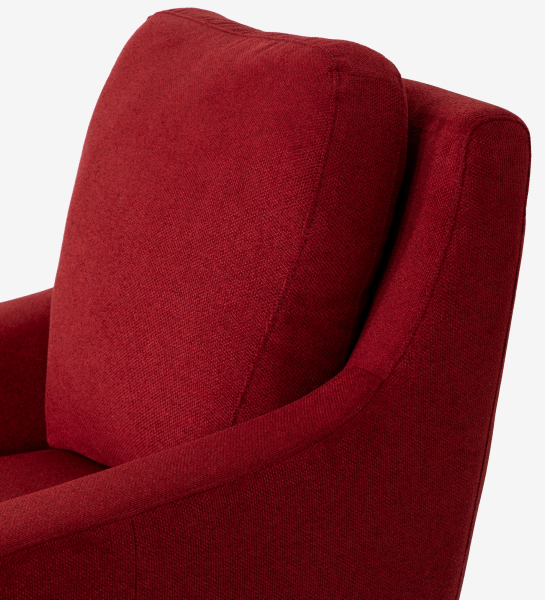 Fauteuil Paris rouge en tissu, dossier et accoudoirs arrondis