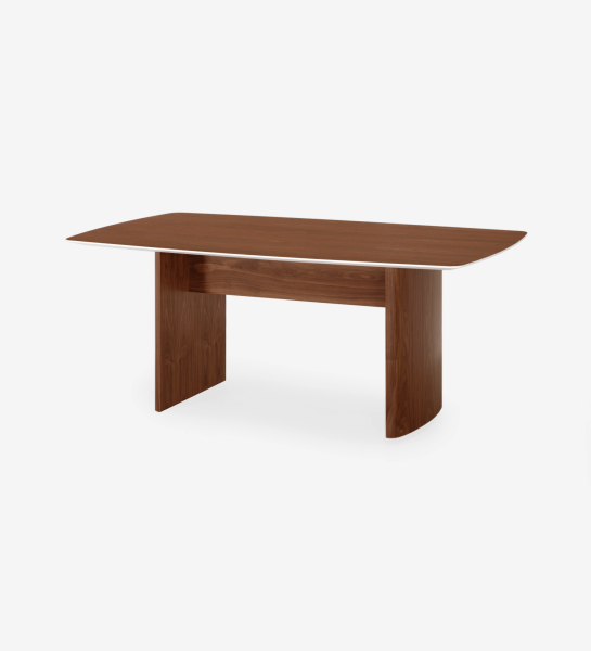 Secretária Paris em madeira castanha com tampo arredondado e pés curvos