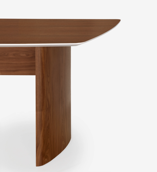 Secretária Paris em madeira com perna curva e tampo com rebordo branco