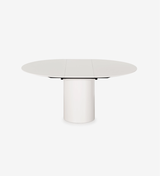 Table extensible ronde blanche à pied central cylindrique