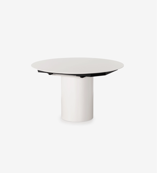 Table de repas extensible Geneve ronde blanche sur piédestal cylindrique