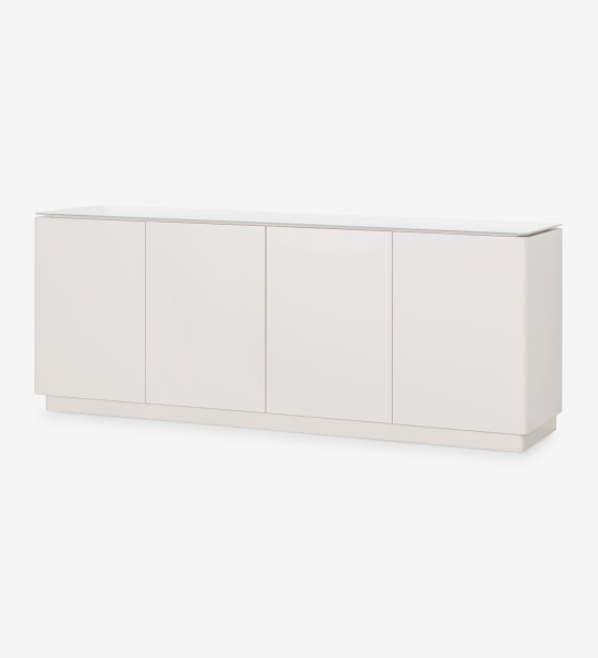 Aparador Geneve blanco mate de cuatro puertas y diseño minimalista