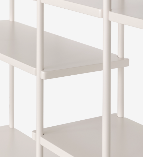 Estante Paris blanco de diseño minimalista con estantes y soportes redondos