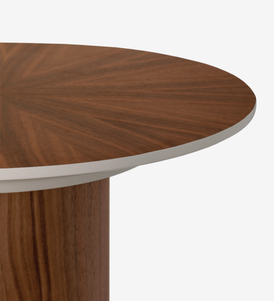 Table d'Appui Paris en bois, plateau rond, bord blanc et pied cylindrique