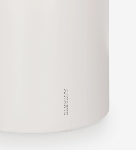 Paris Center Table white cylindrical base with embossed ANTARTE logo