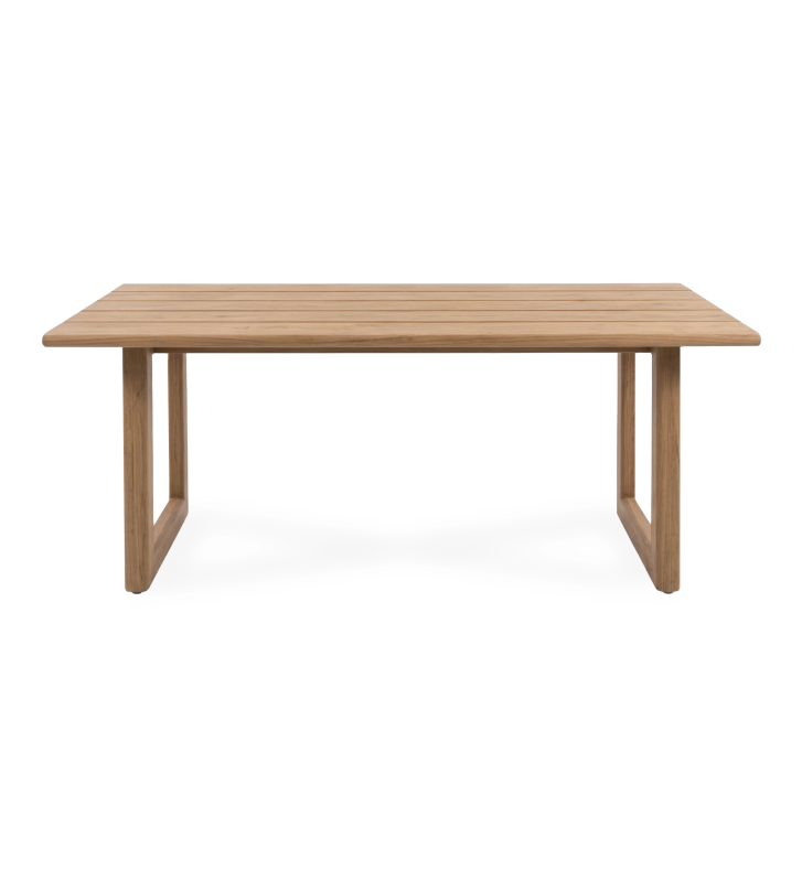 Table with aluminium top with wood-effect finish.