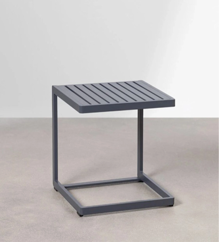 Square side table in anthracite aluminium.