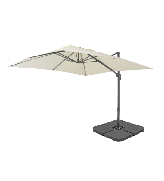 Parasol measuring 300×400 cm in 35 mm aluminium, 180 g beige  polyester fabric, with a crank opening system.
