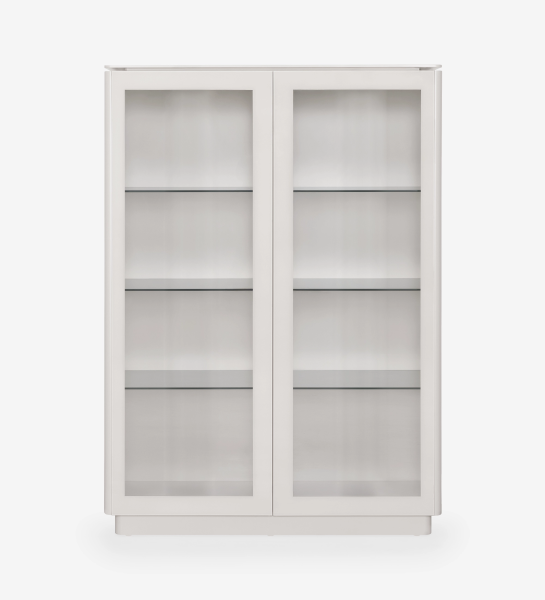 Meuble Vitrine Geneve blanc à deux portes vitrées avec quatre étagères intérieures