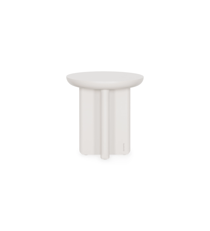 Mesa auxiliar Monaco redonda  lacada perla, Ø 45 cm.