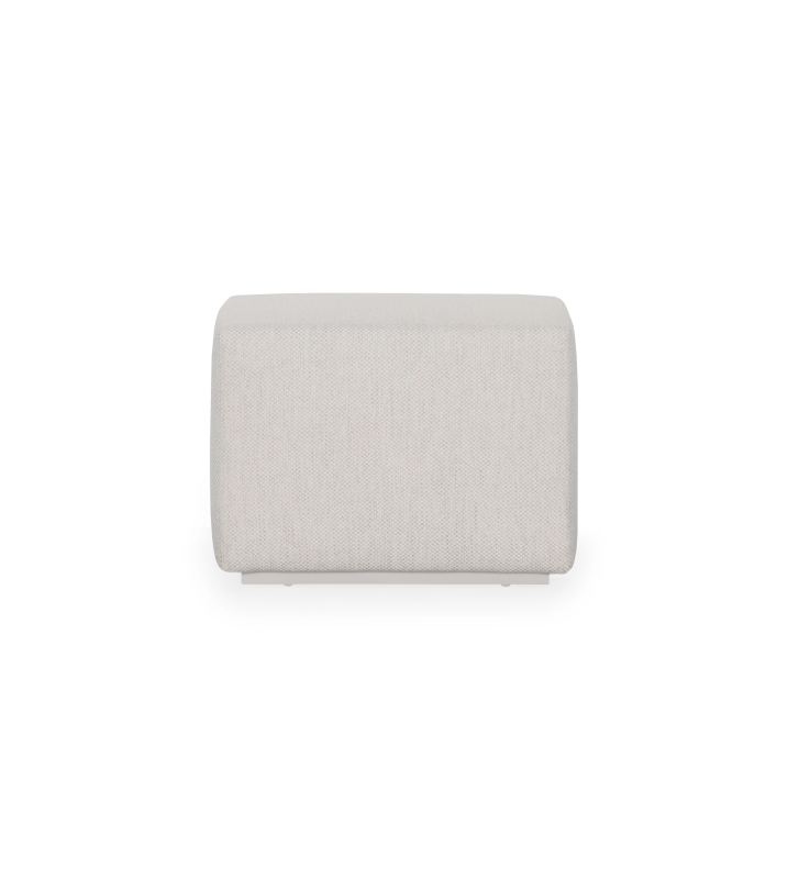 Puff Nice retangular, estofado a tecido pérola, rodapé lacado a pérola, 55 x 34 cm.