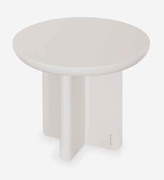 Table basse Mónaco ronde blanche à piètement croisé