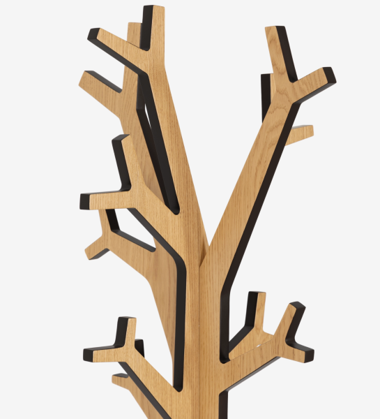 Cintre d’arbre en bois clair à branches stylisées et bords noirs