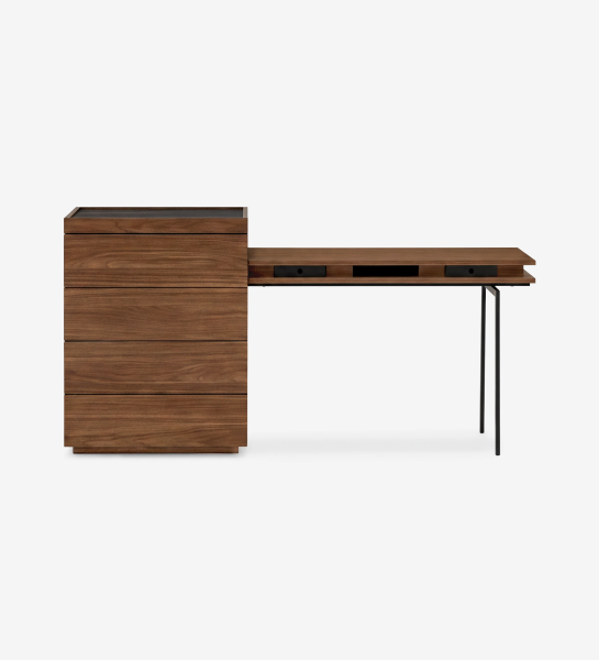 Camiseiro Lagos em madeira com toucador extensível e pernas metálicas finas