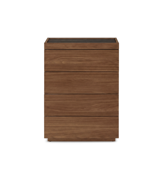 Camiseiro com 4 gavetas em nogueira e tampo em laminado mármore Port Laurent.