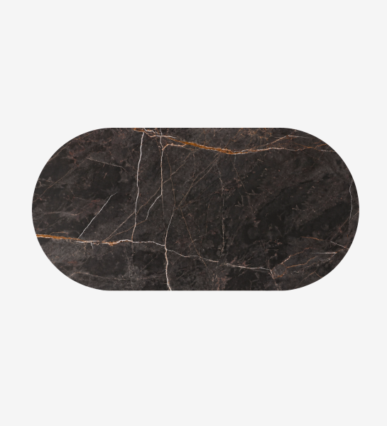 Lagos Dining Table oval dark marble top with white and gold veining