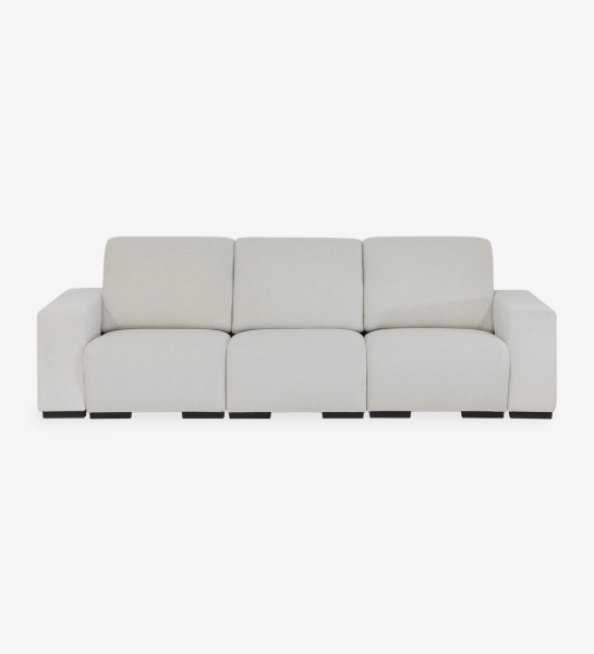 Canapé Lagos 3 places en tissu blanc cassé, accoudoirs larges et design modulaire