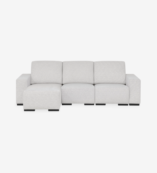 Lagos Sofa with Chaise Longue in light gray fabric with left-side chaise and low block arms