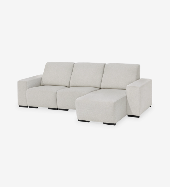 Lagos sofa with right chaise longue in light gray fabric