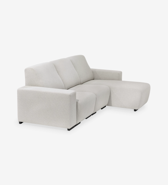Lagos Sofa with chaise longue in cream fabric, right-hand chaise