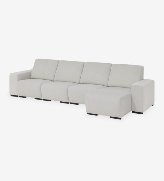 Lagos Sofa with chaise longue in light beige, four-seat modular sofa with right chaise