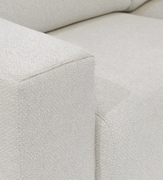 Lagos Sofa with Chaise Longue close-up of light beige textured fabric arm and seat