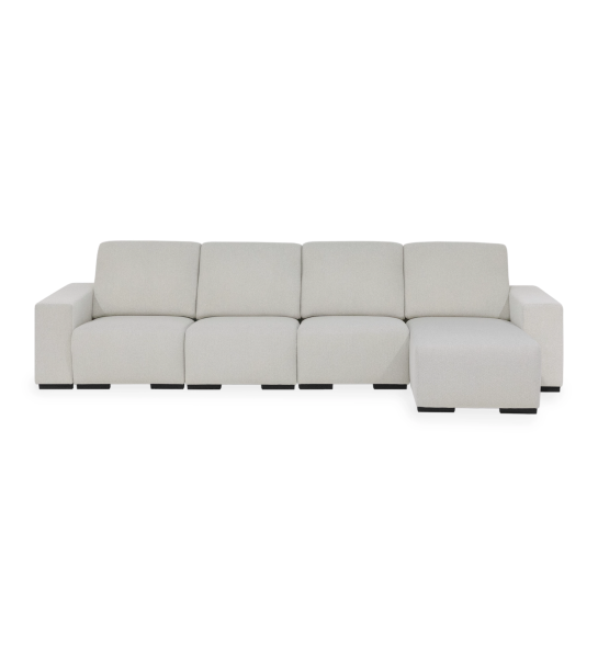 Sofá Lagos 3 lugares e chaise longue direita, estofado a tecido Light Grey.