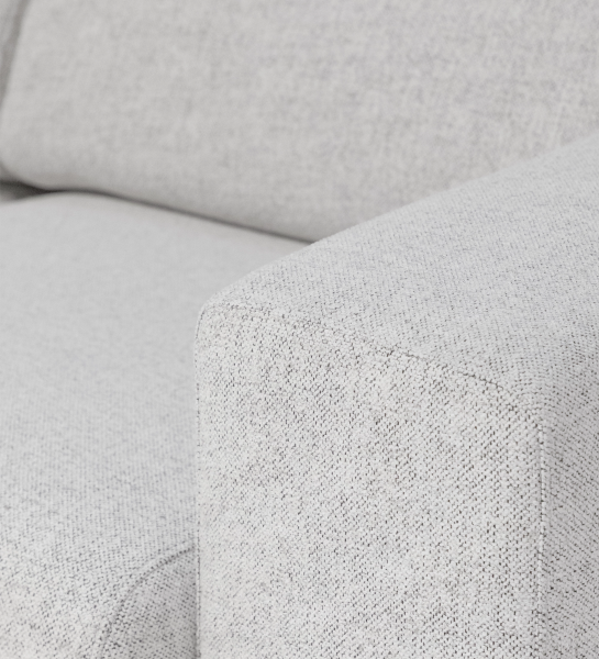 Lagos Sofa with Chaise Longue light grey textured fabric armrest close-up