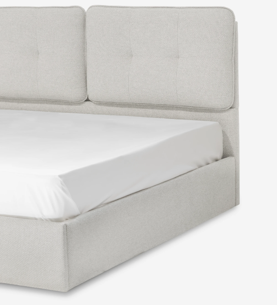 Cama Doble Lagos tapizada blanca con cabecero acolchado y colchón